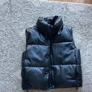 SOLD Zara women's faux leather puffer vest